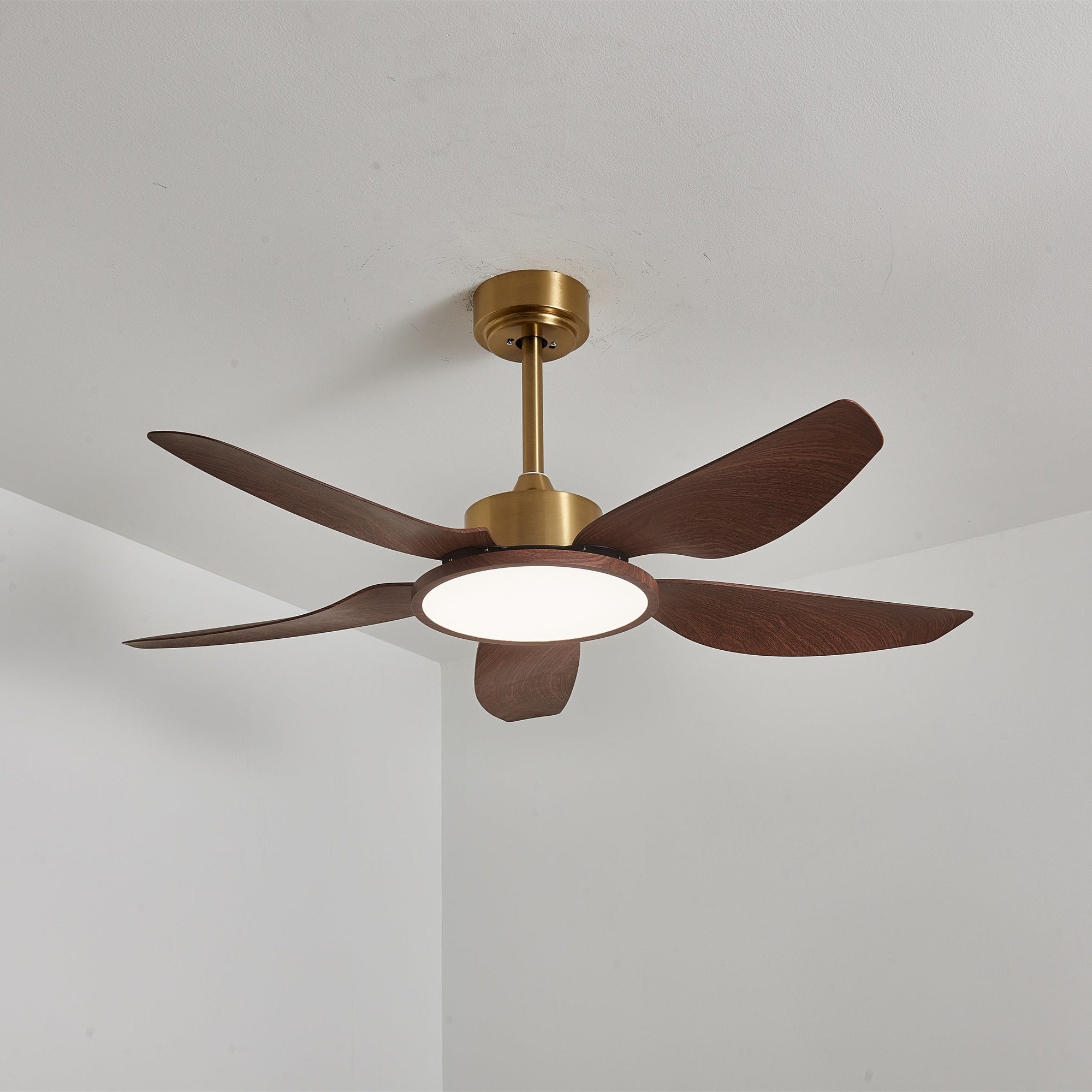 Aurelia Modern Wood Brass Ceiling Fan Light
