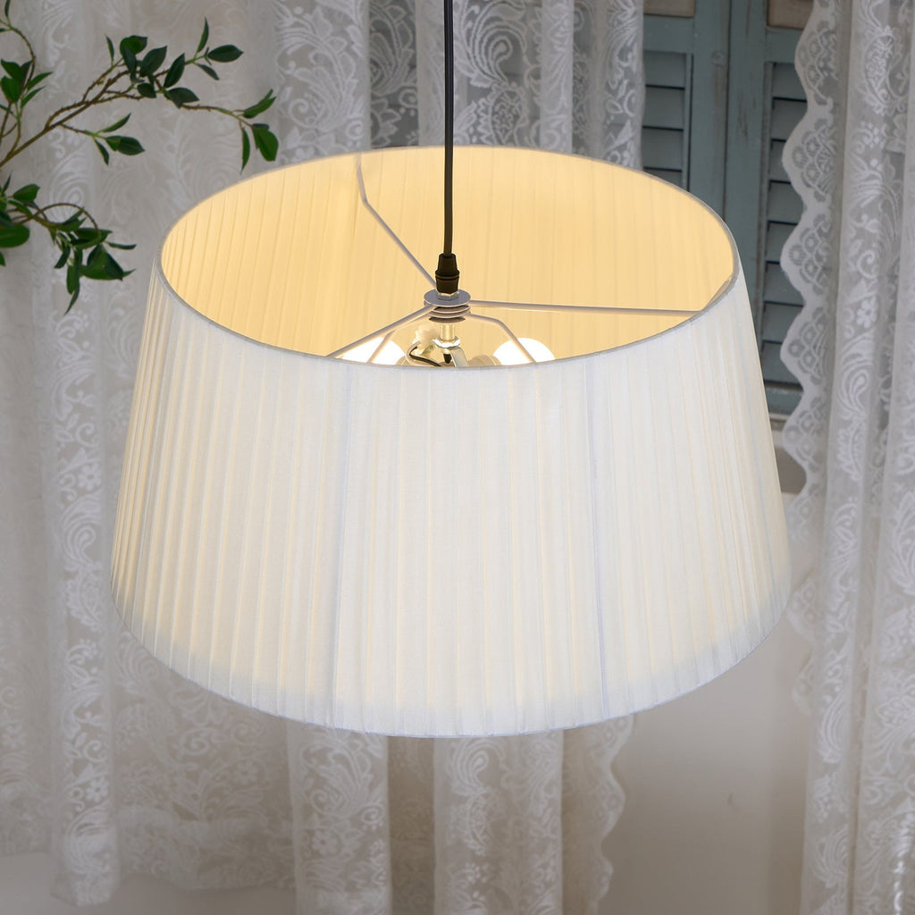 Pendant Lamp Pleated Fabric Drum Black Minimalist Classic