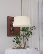 Pendant Lamp Pleated Fabric Drum Black Minimalist Classic