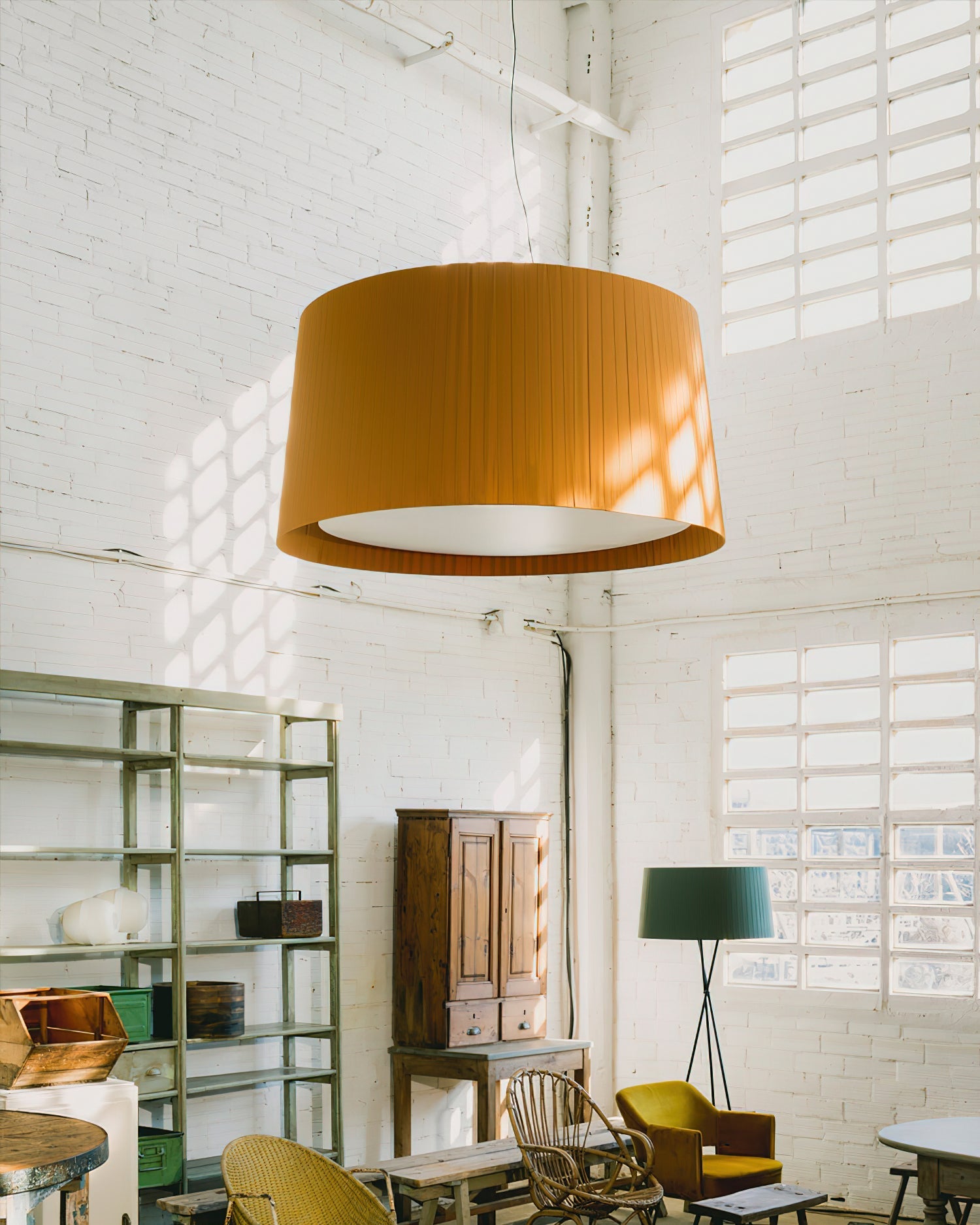 Pendant Lamp Pleated Fabric Drum Black Minimalist Classic