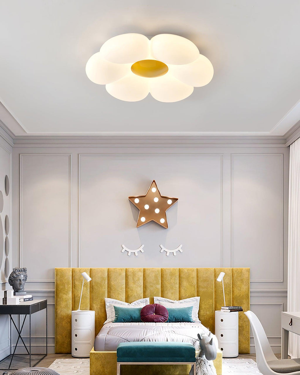 Solara Ceiling Lamp Six-Leaf Flower for Kids Room