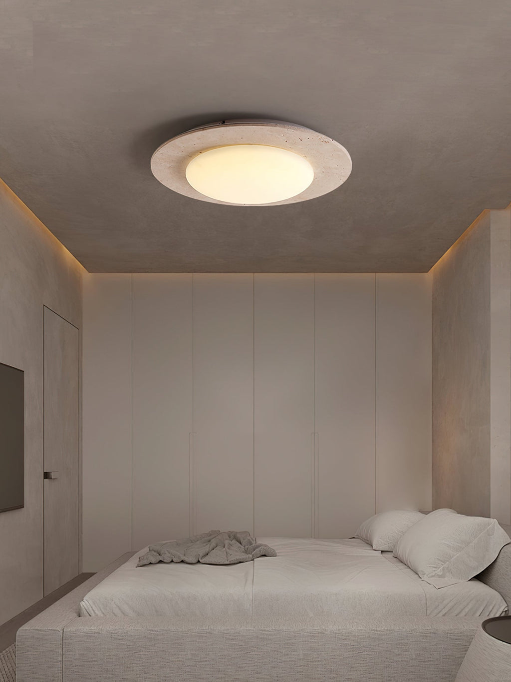 Arsoror Flush-Mount Travertine Ceiling Light