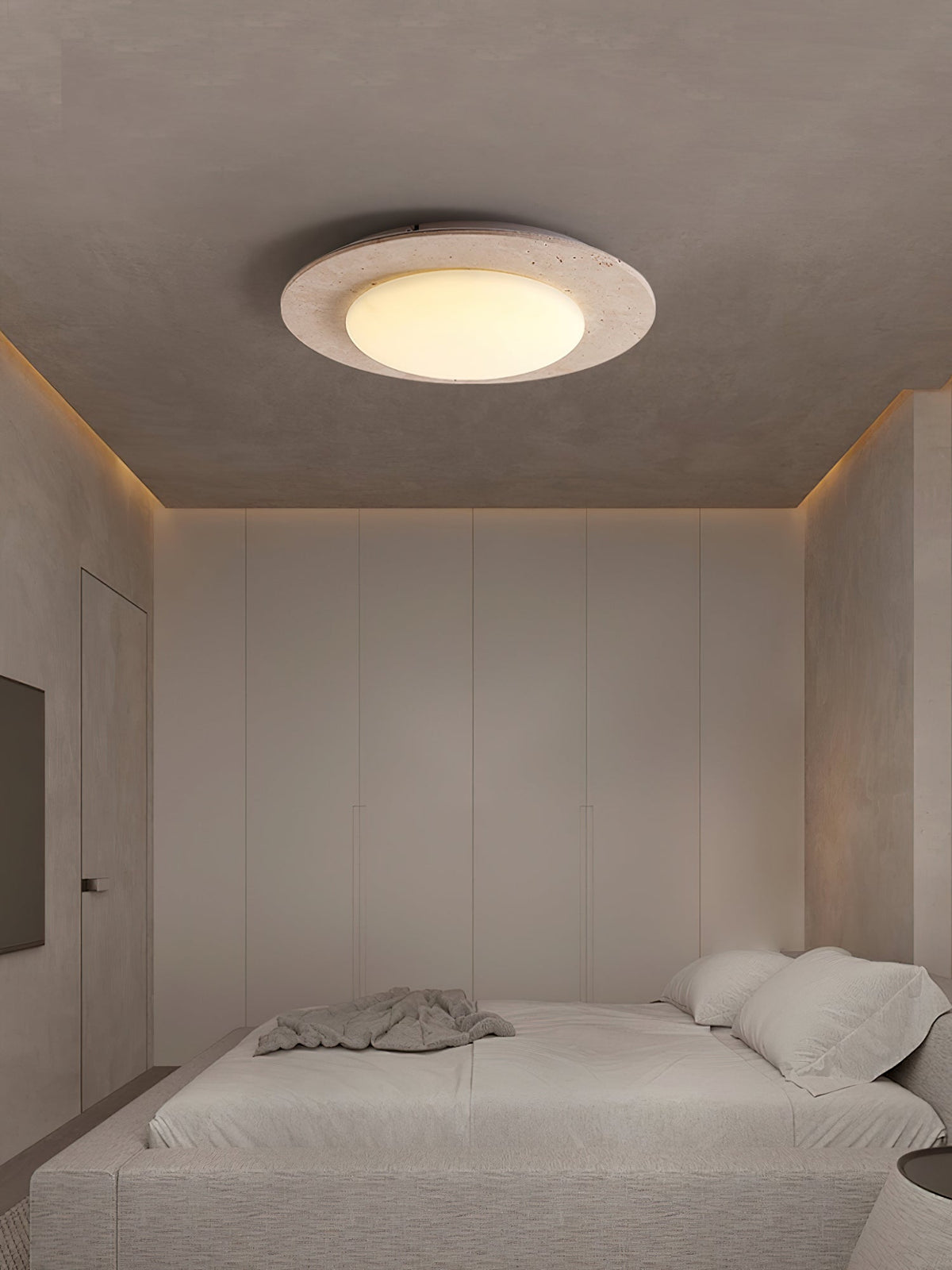 Arsoror Flush-Mount Travertine Ceiling Light