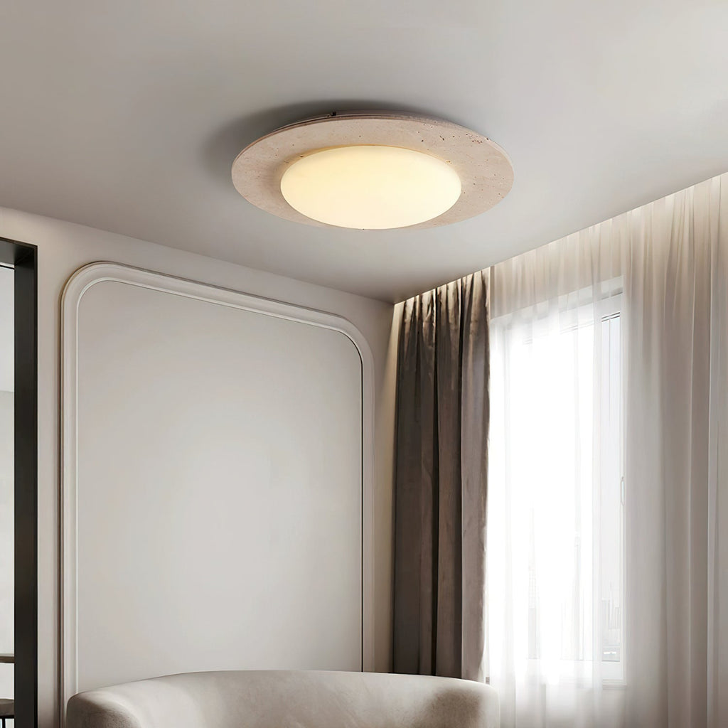 Arsoror Flush-Mount Travertine Ceiling Light