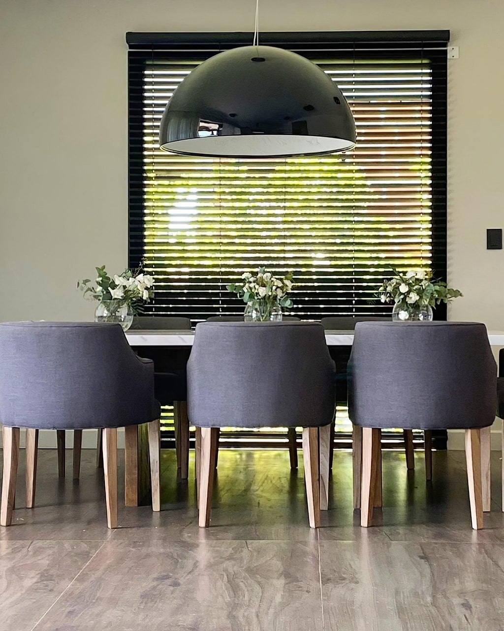 Pendant Lamp Black Dome with Embossed Plaster Interior Elegant