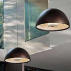 Pendant Lamp Black Dome with Embossed Plaster Interior Elegant