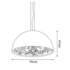Pendant Lamp Black Dome with Embossed Plaster Interior Elegant