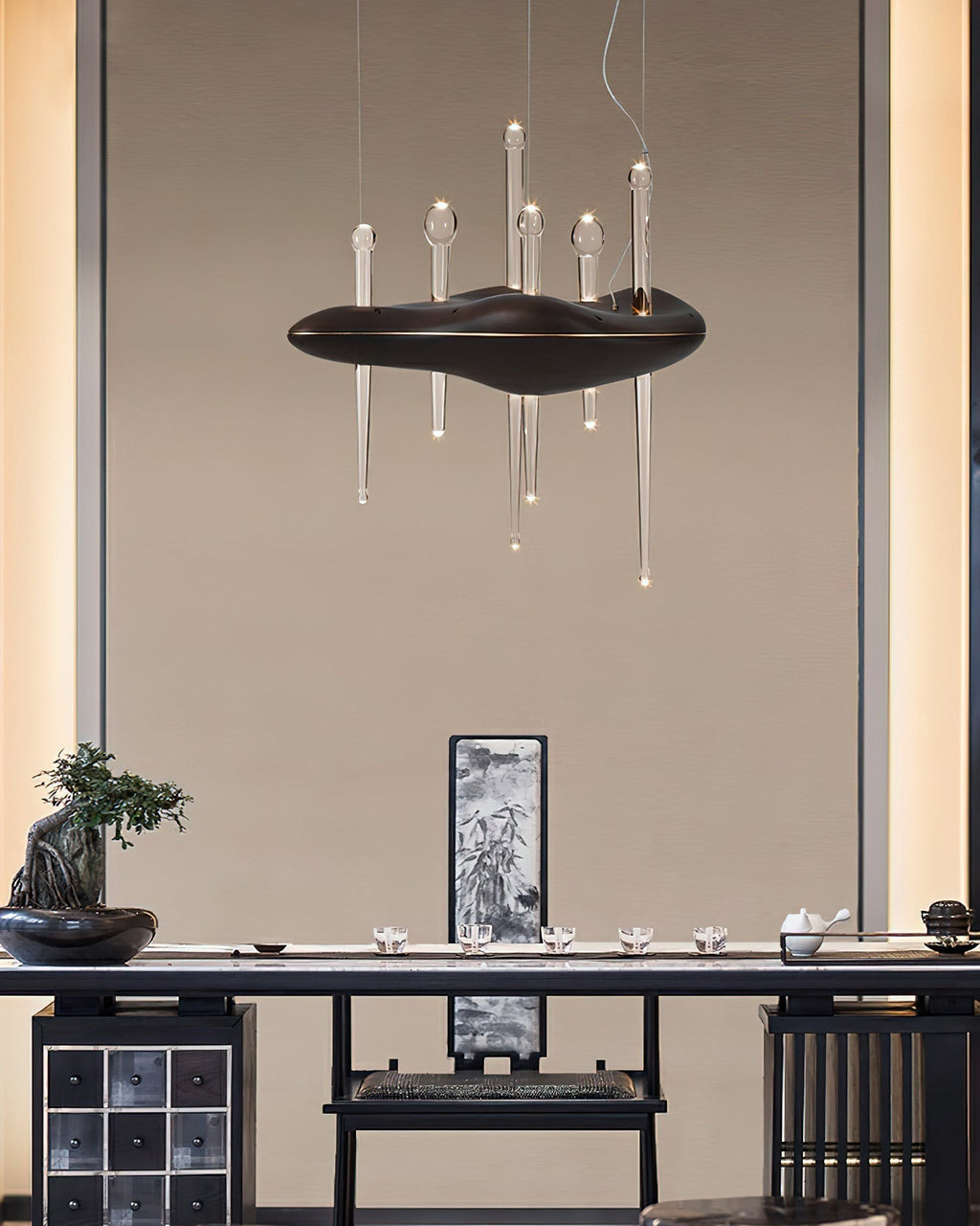 Umare Whimsical Oak Glass Pendant Light