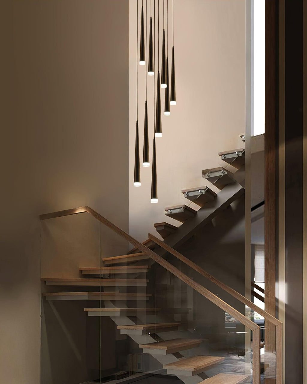 Lustra Chandelier Slender Black Minimalist