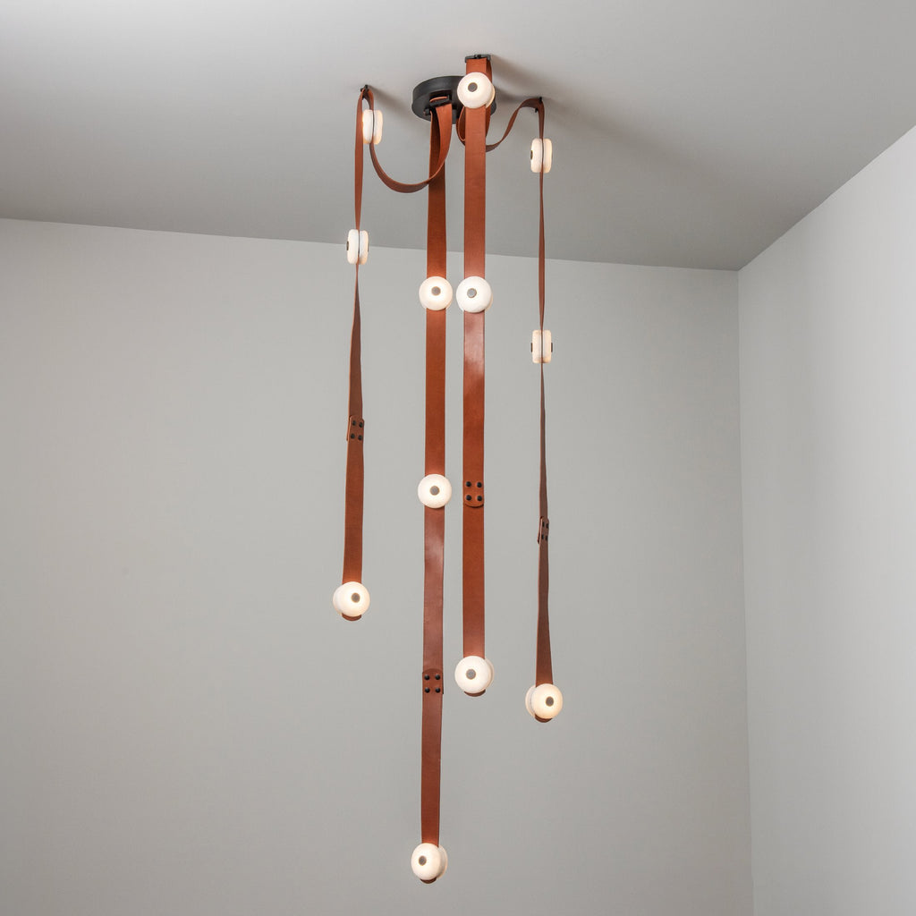 Elraearis Modern Minimalist LED Leather Alabaster Chandelier