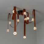 Elraearis Modern Minimalist LED Leather Alabaster Chandelier