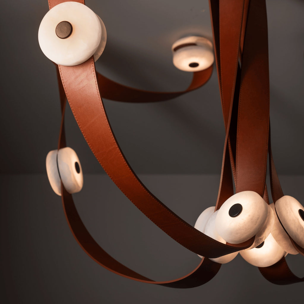 Elraearis Modern Minimalist LED Leather Alabaster Chandelier