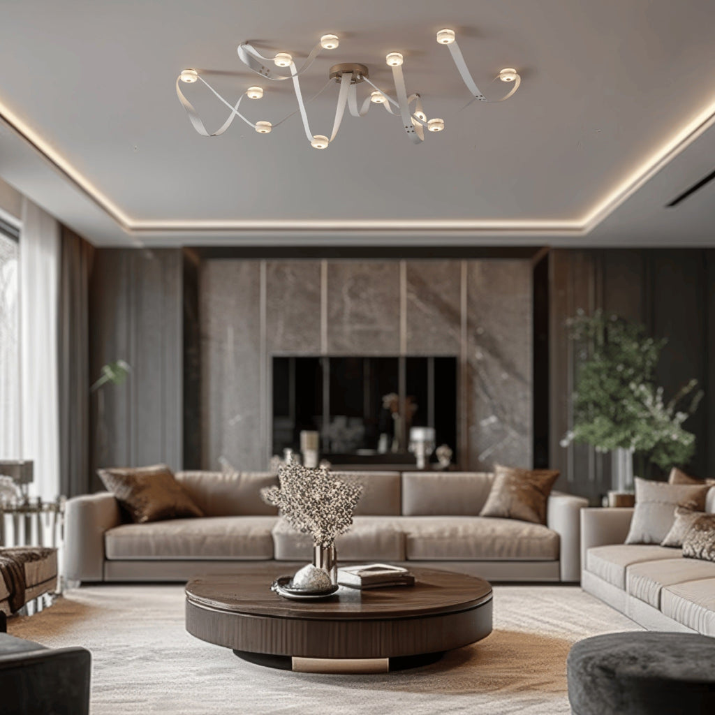 Elraearis Modern Minimalist LED Leather Alabaster Chandelier