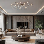 Elraearis Modern Minimalist LED Leather Alabaster Chandelier