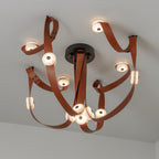 Elraearis Modern Minimalist LED Leather Alabaster Chandelier