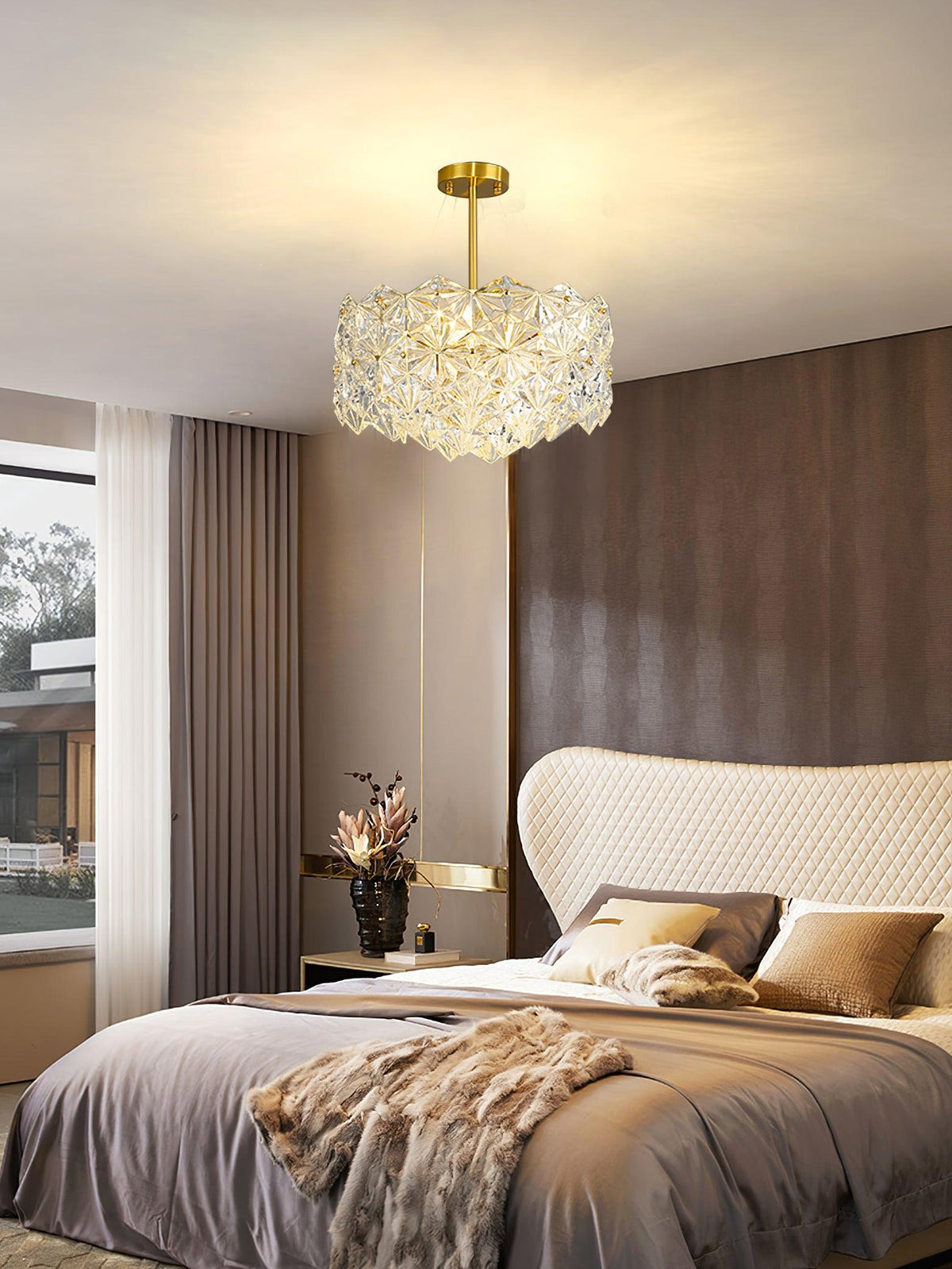 Lustra Chandelier Snowflake Glass Gold