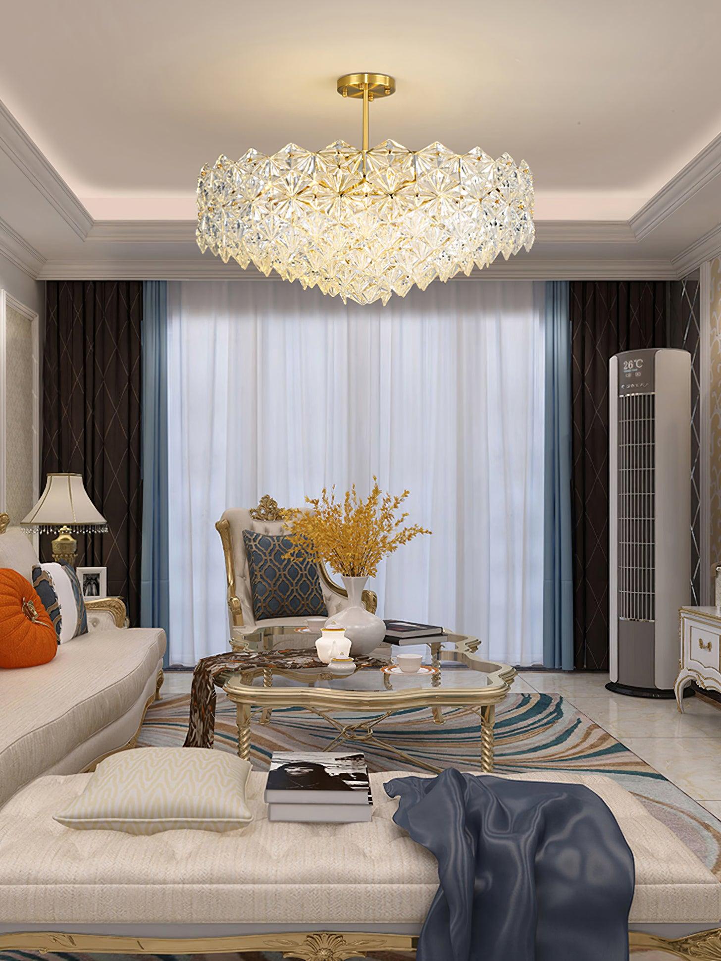 Lustra Chandelier Snowflake Glass Gold