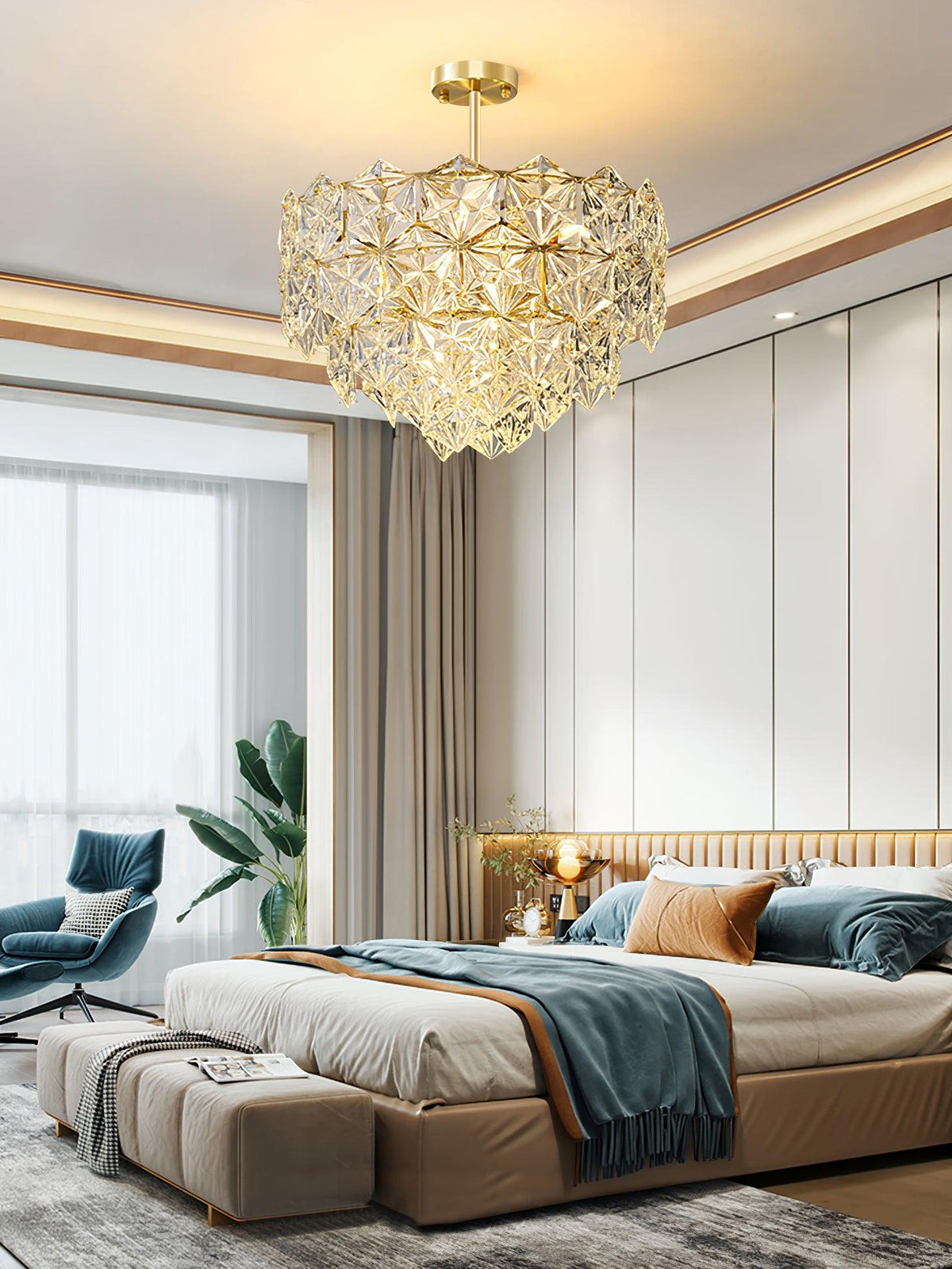 Lustra Chandelier Snowflake Glass Gold