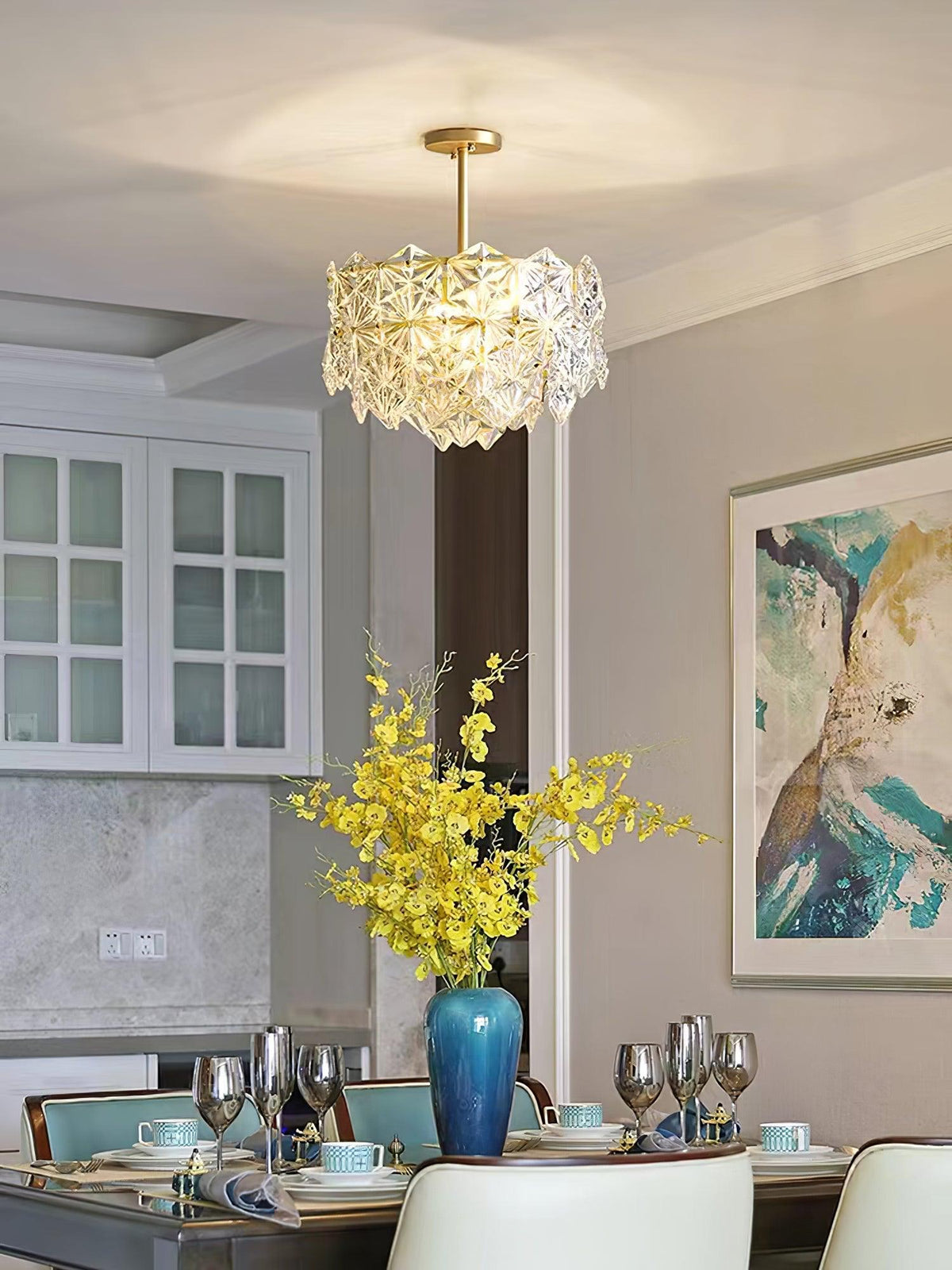 Lustra Chandelier Snowflake Glass Gold
