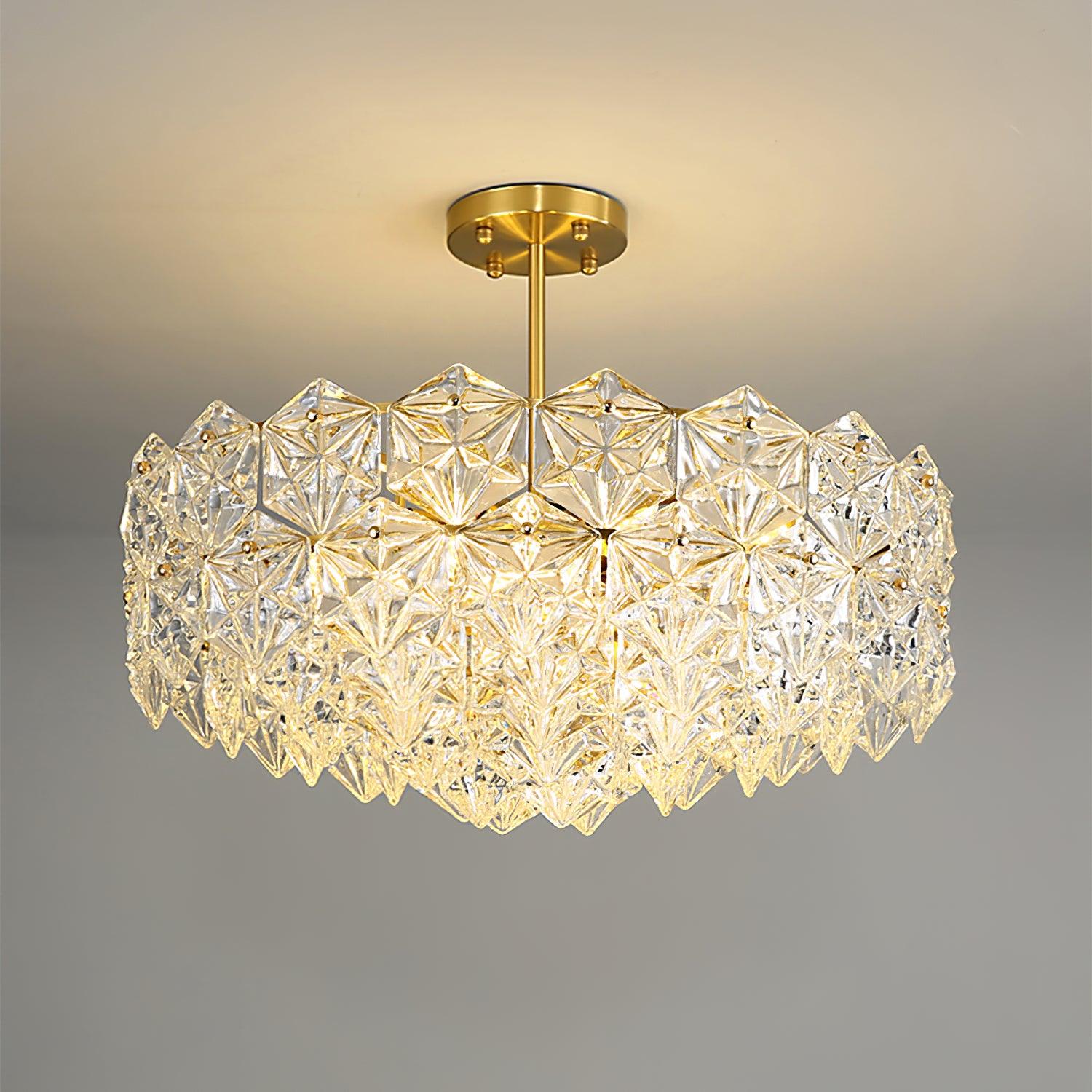 Lustra Chandelier Snowflake Glass Gold
