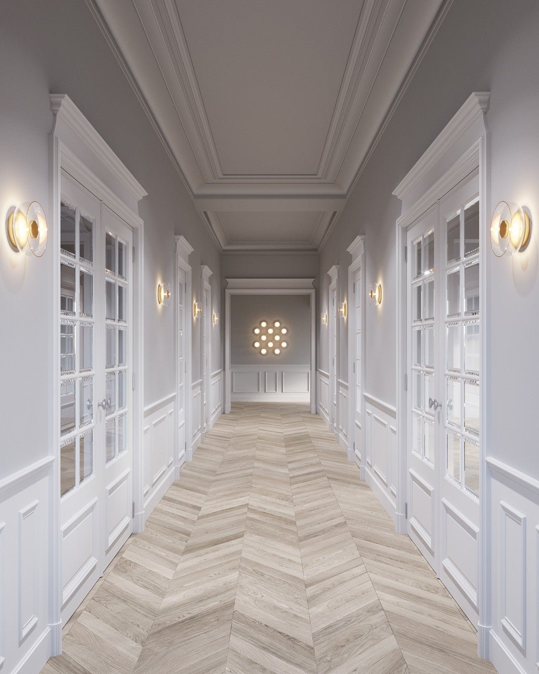 Crux Modern Minimalist Brass Glass Wall Light