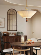 Solaria Modern Fabric Wood Pendant Light