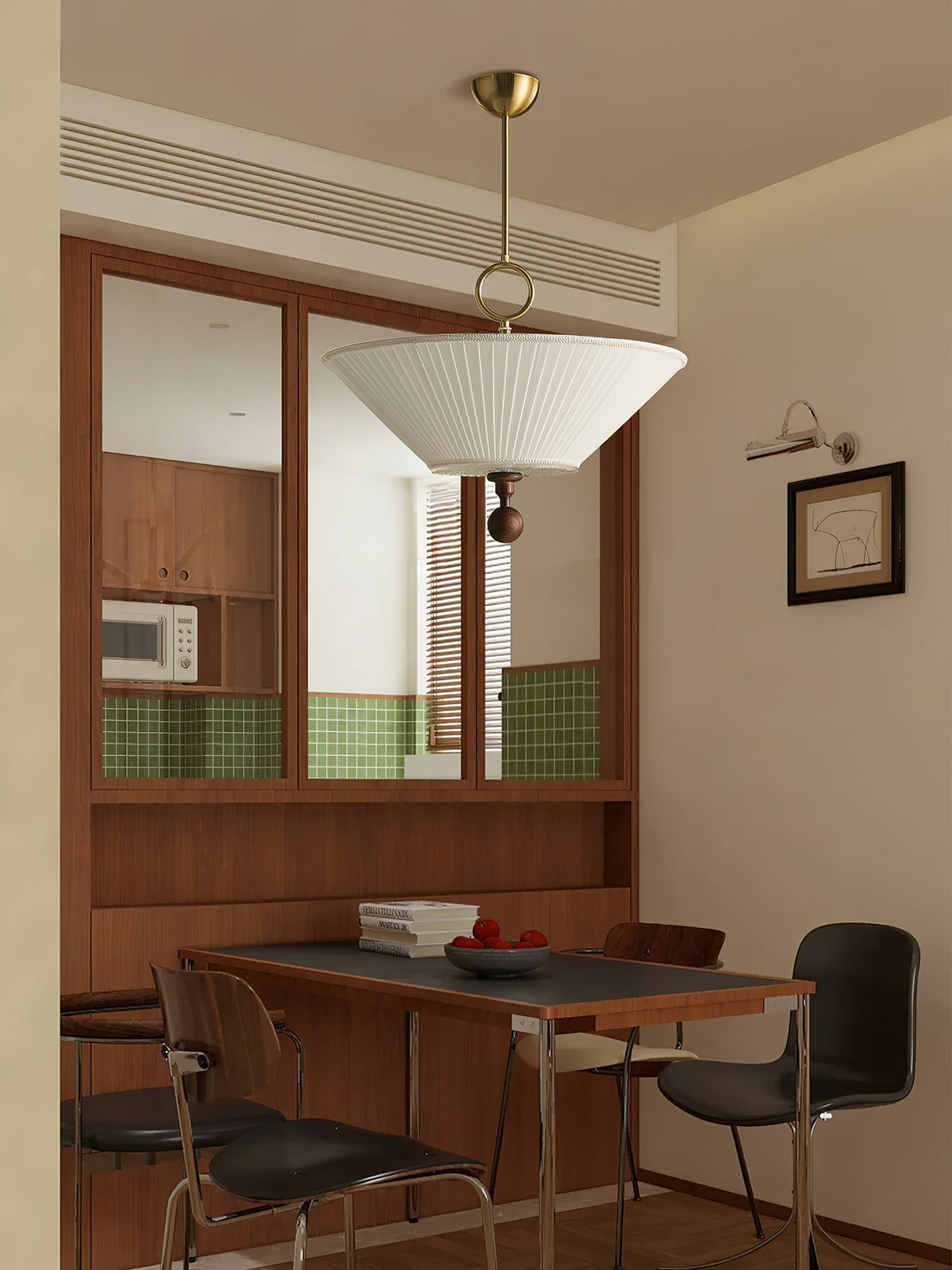 Solaria Modern Fabric Wood Pendant Light