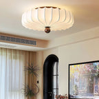 Zotala Petal Fabric Wood Flush Mount Ceiling Light