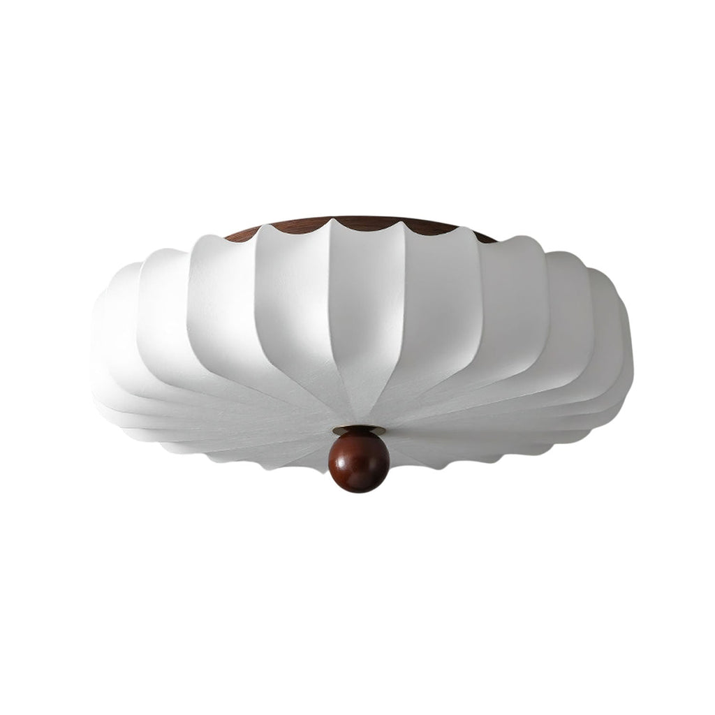 Zotala Petal Fabric Wood Flush Mount Ceiling Light