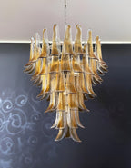 Aurora Chandelier Amber Glass Petals Layered Luxury