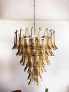 Aurora Chandelier Amber Glass Petals Layered Luxury