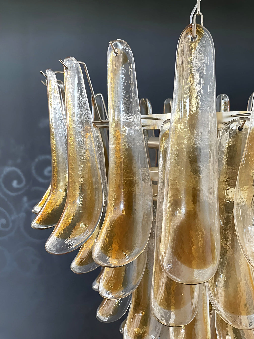 Aurora Chandelier Amber Glass Petals Layered Luxury