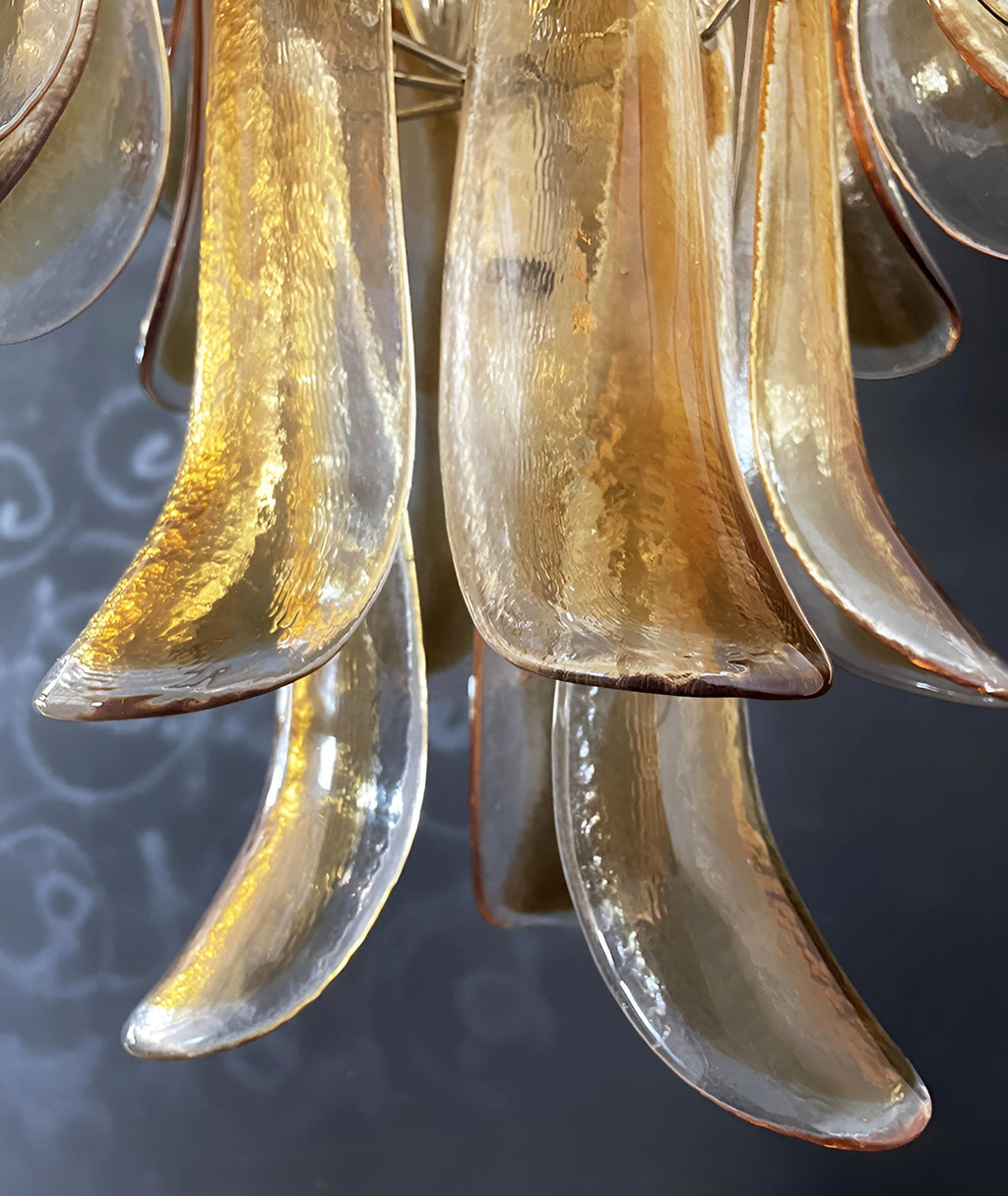 Aurora Chandelier Amber Glass Petals Layered Luxury