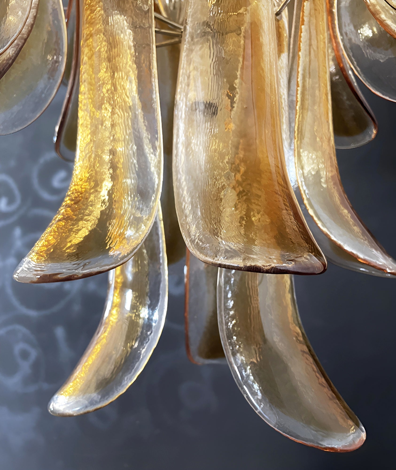 Aurora Chandelier Amber Glass Petals Layered Luxury