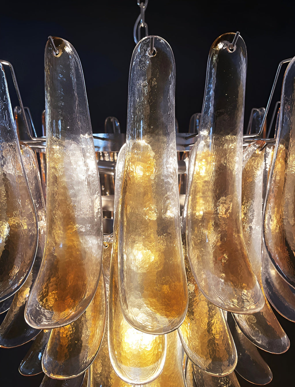 Aurora Chandelier Amber Glass Petals Layered Luxury