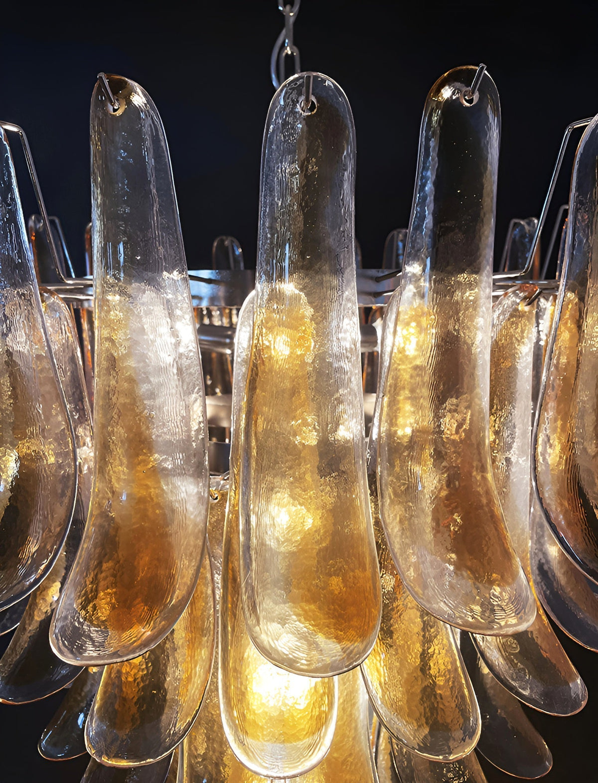 Aurora Chandelier Amber Glass Petals Layered Luxury