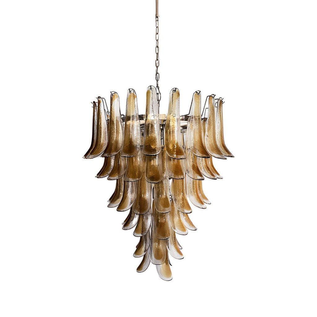 Aurora Chandelier Amber Glass Petals Layered Luxury
