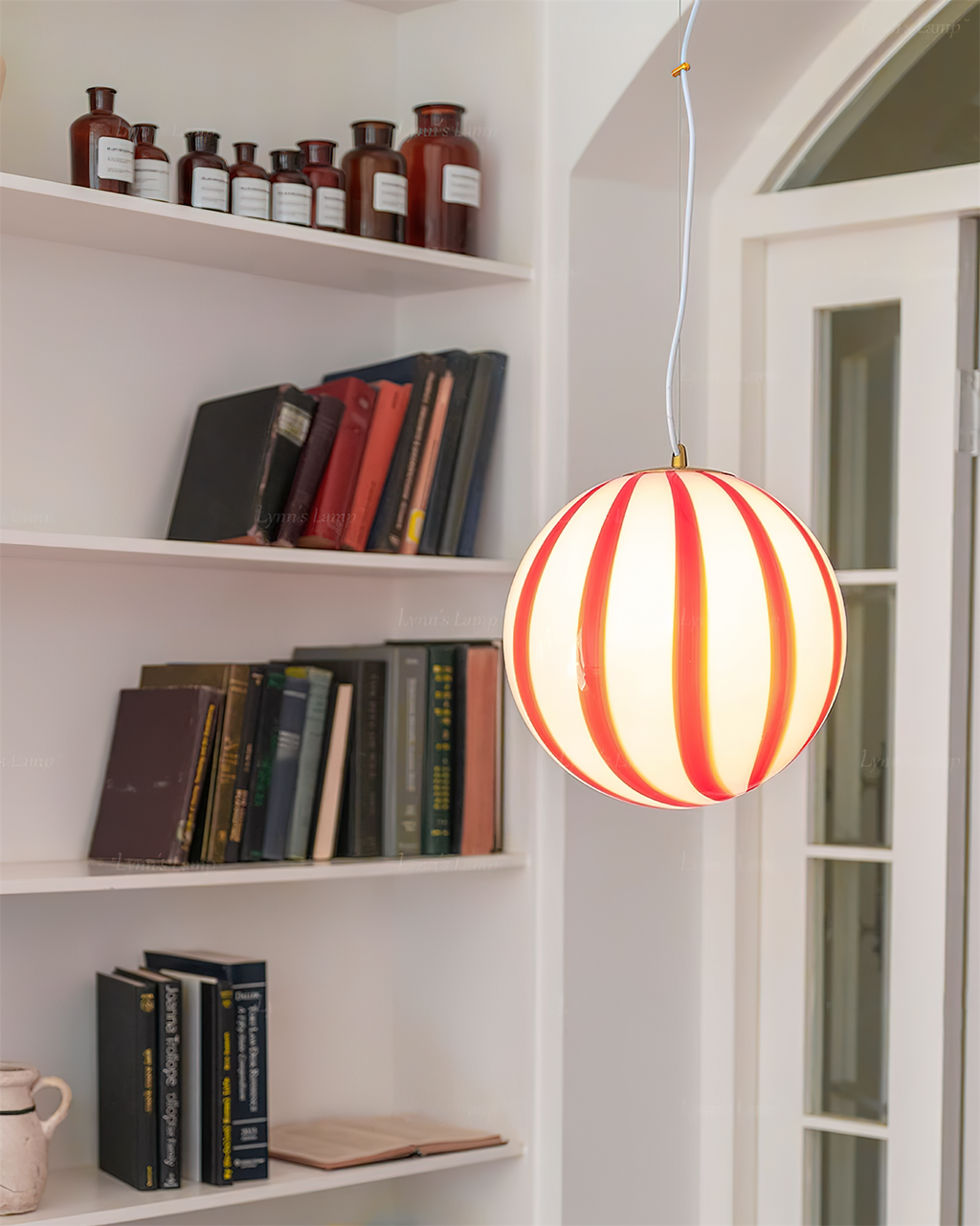 Aira Cute Red Stripes Plug In Pendant Light