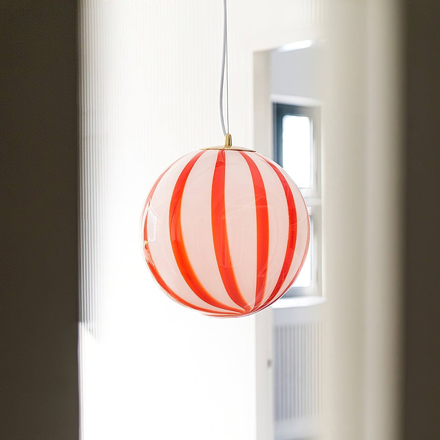 Aira Cute Red Stripes Plug In Pendant Light