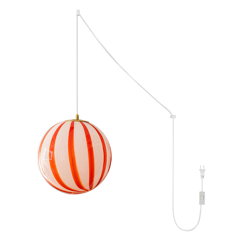 Aira Cute Red Stripes Plug In Pendant Light