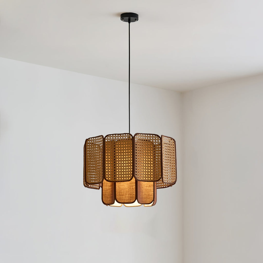 Cane Vintage Fabric Pendant Lamp