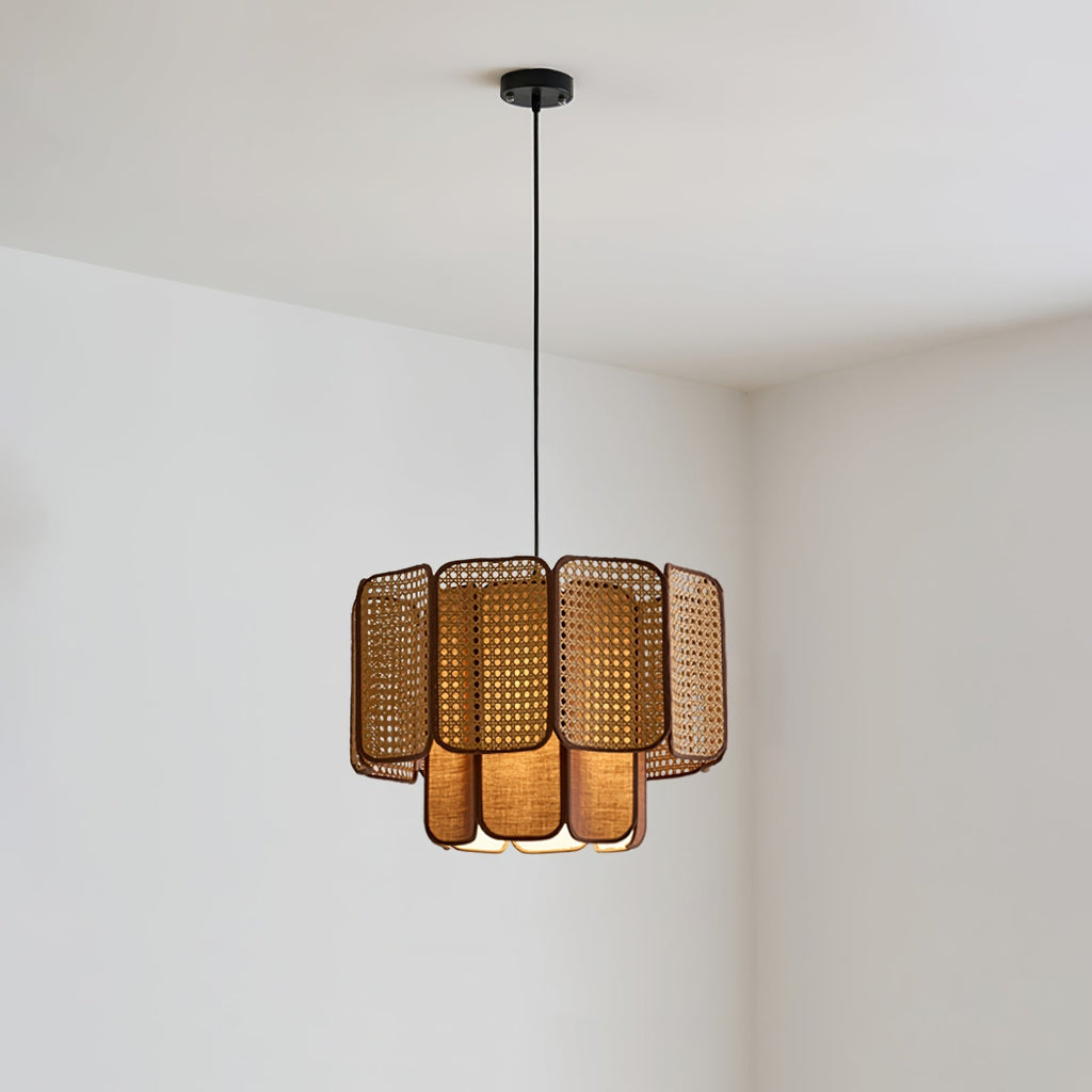 Cane Vintage Fabric Pendant Lamp