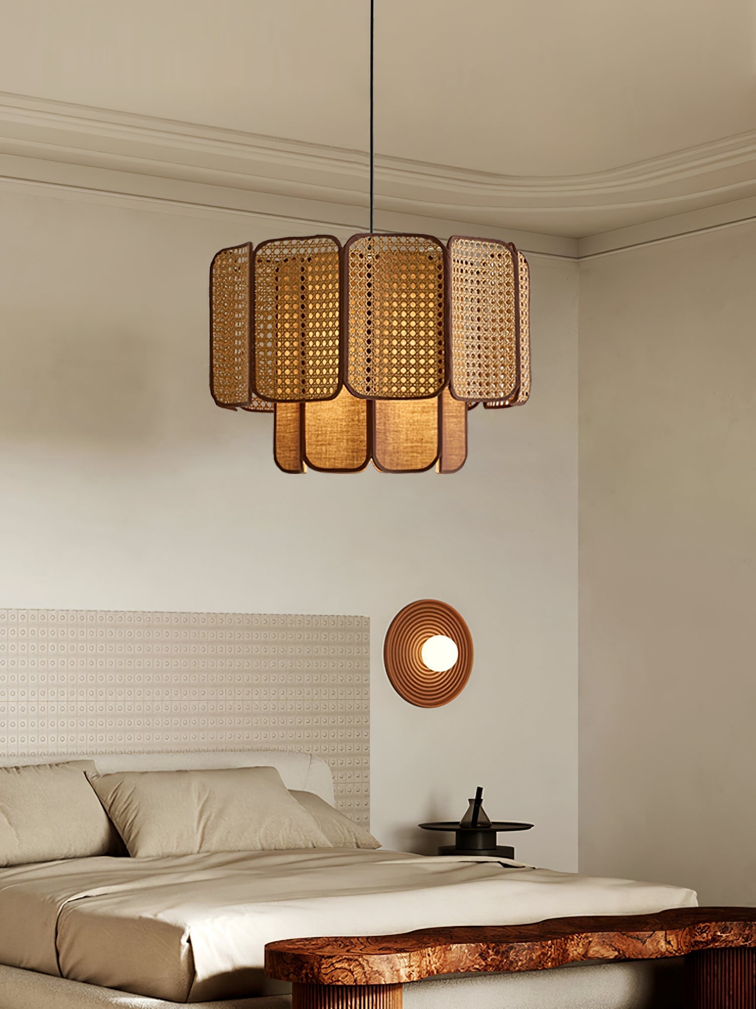Cane Vintage Fabric Pendant Lamp