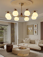Ilaeiel Traditional Elegance Bloom Wood Glass Chandelier