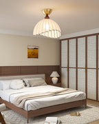 Sona Contemporary Fabric & Wood Ceiling Light