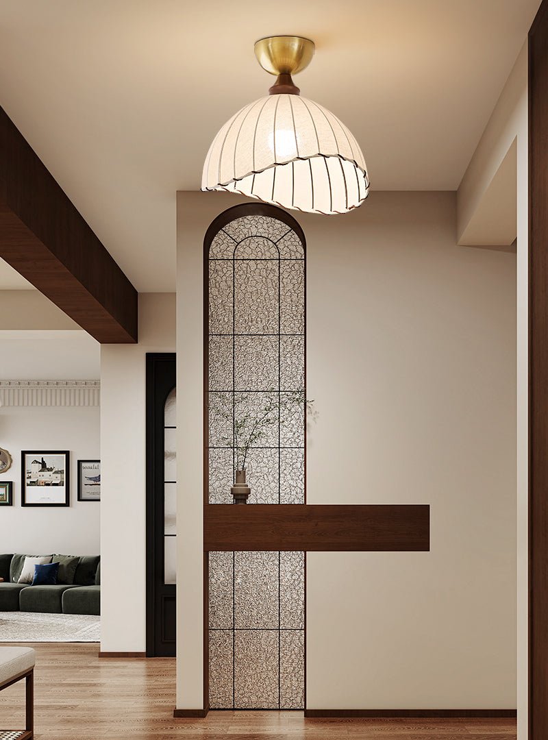 Sona Contemporary Fabric & Wood Ceiling Light