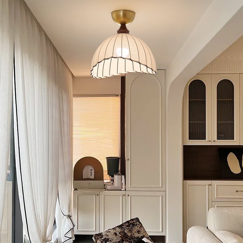 Sona Contemporary Fabric & Wood Ceiling Light