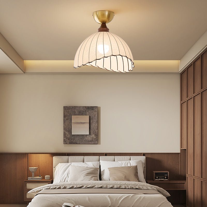 Sona Contemporary Fabric & Wood Ceiling Light