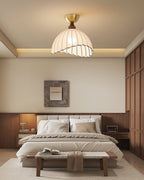 Sona Contemporary Fabric & Wood Ceiling Light