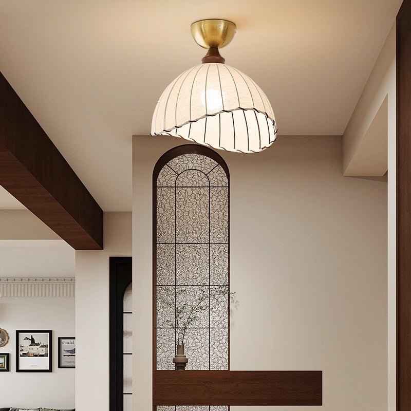 Sona Contemporary Fabric & Wood Ceiling Light